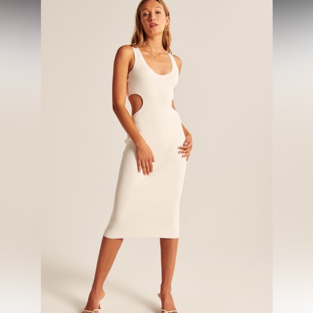 NWT Abercrombie & Fitch Women's Knit Cream cut out Dress